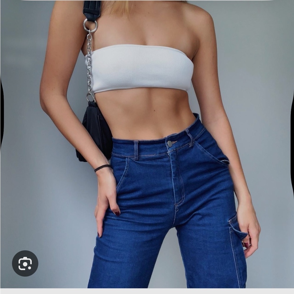 Balmain x H&M white tube top with gold zipper. size 6, new without tags
